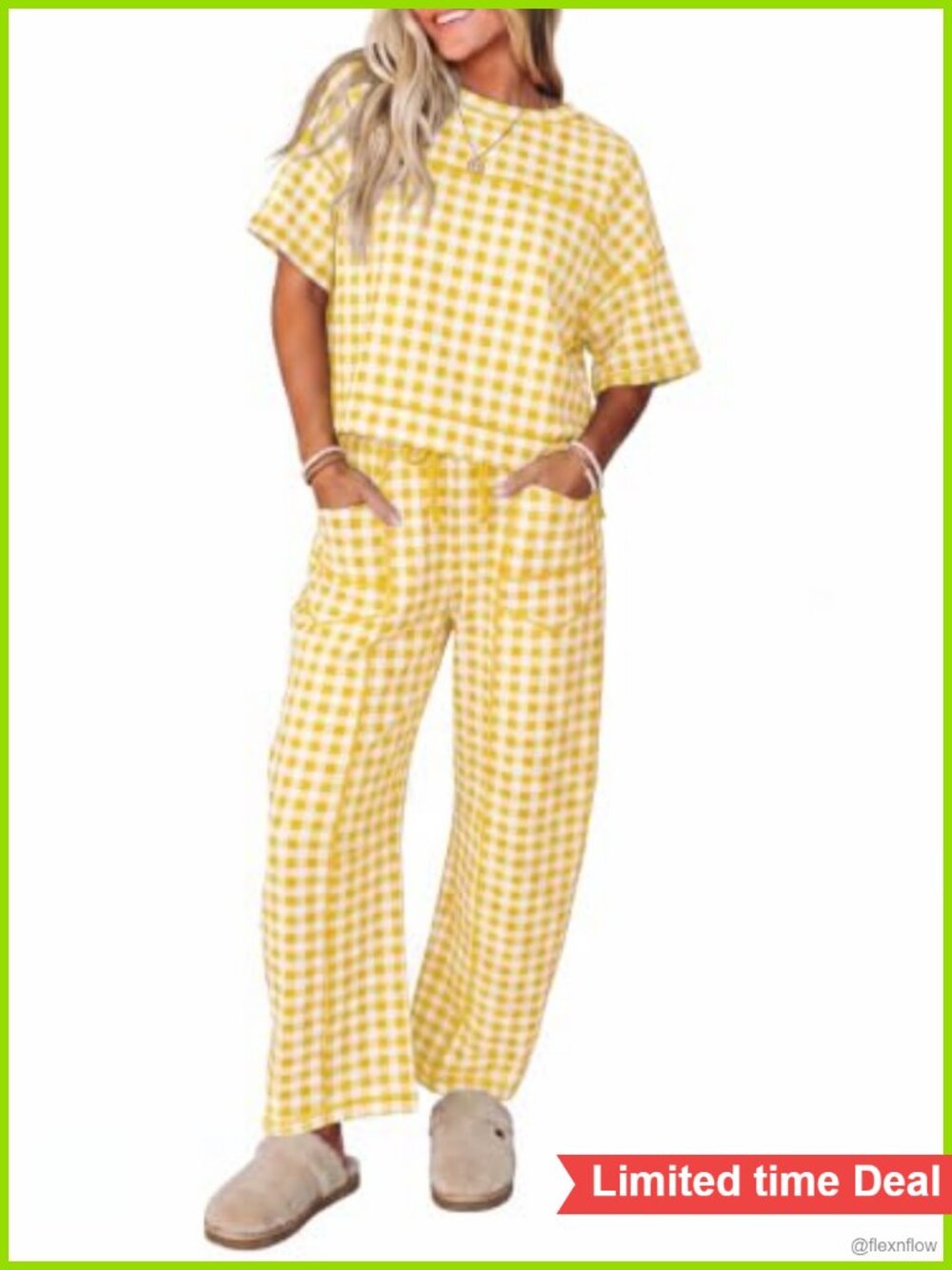 Women's Two Piece Lounge Set Soft Stretch Top and Wide Leg Pants Matching Set